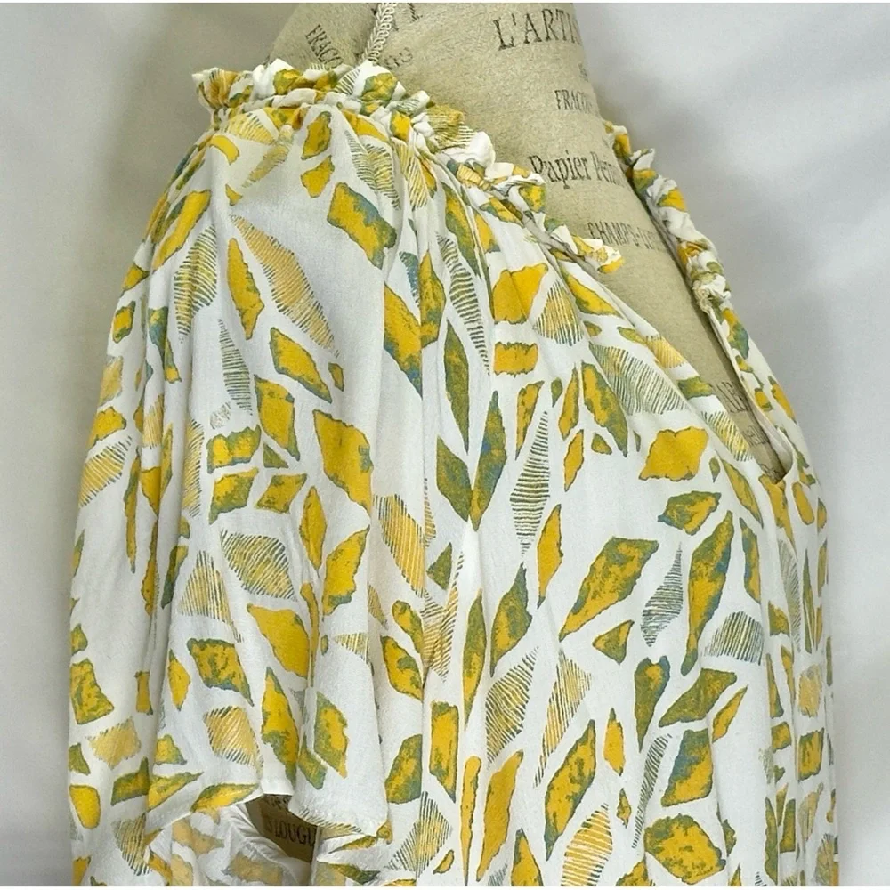 Anthropologie Robin Tiered Mini Dress In Yellow Bohemian Flowy Boho - Picture 7 of 10
